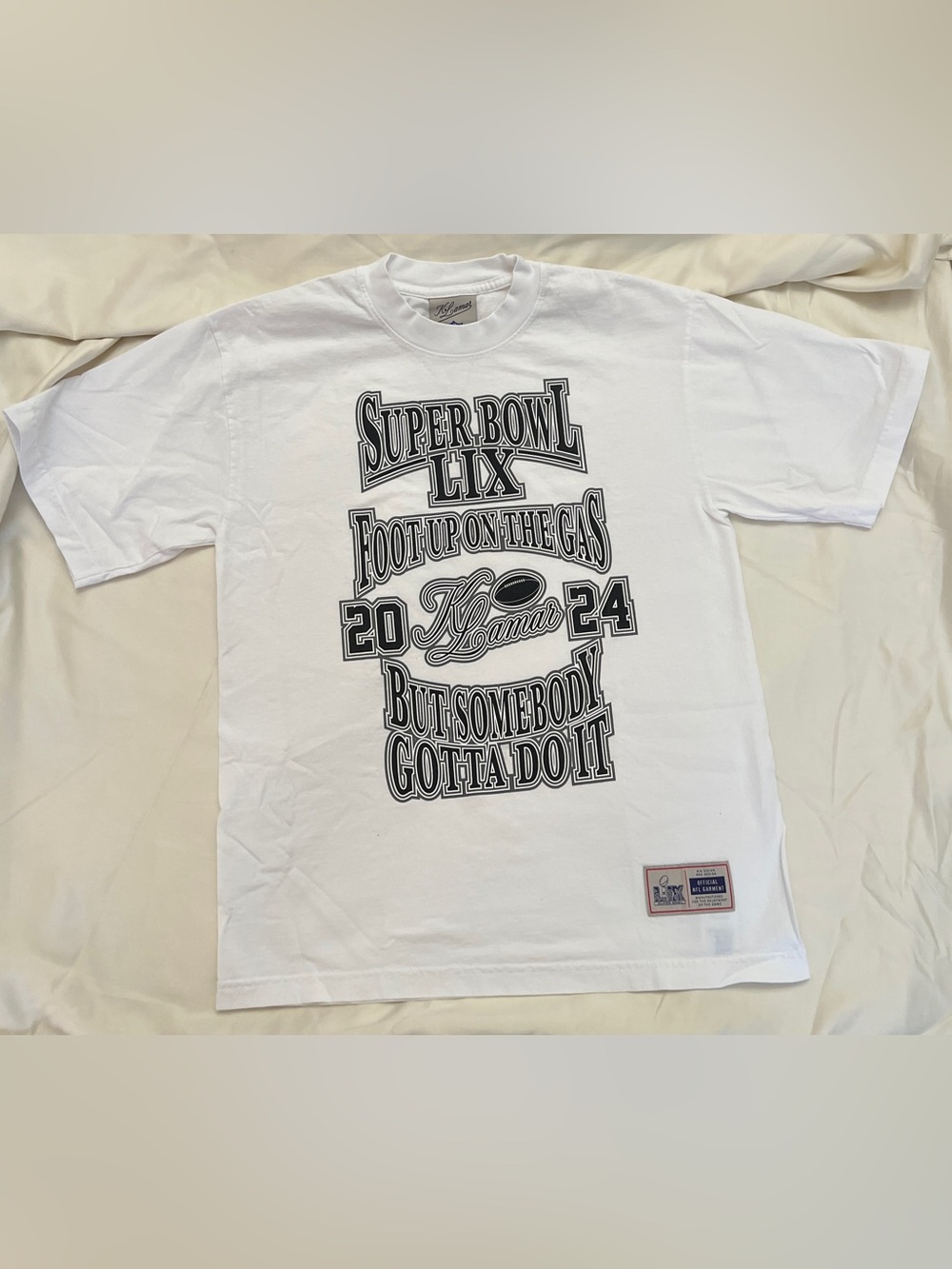 Unisex White Kendrick Lamar Super Bowl LIX Foot Up On the Gas T-shirt